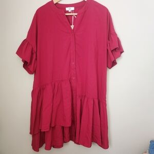 Entro Babydoll Dress Tunic Women's Size Medium (M) Fuchsia Ruby Boho *NWT*